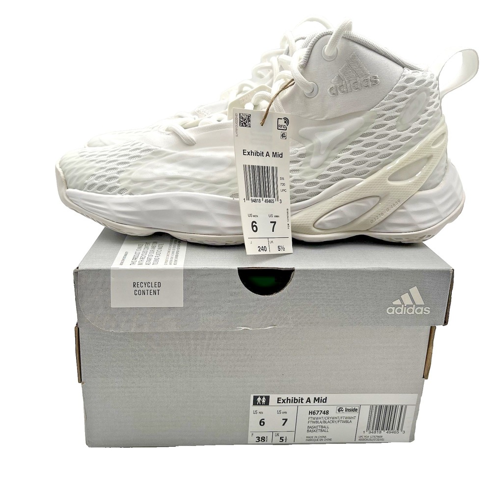 Adidas Exhibit A Mid Basketball Shoes Mens 6 White Crystal Sneakers NEW NIB